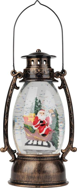 Lampáš MagicHome Vianoce Retro, LED teplá biela, so santom, s trblietkami, čierny, 3xAA, plast, 13x1