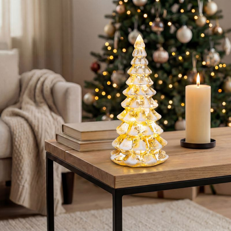 Dekorácia MagicHome Vianoce, Stromček, 15xLED teplá biela, 2xAA, IP20, 14x34 cm 1