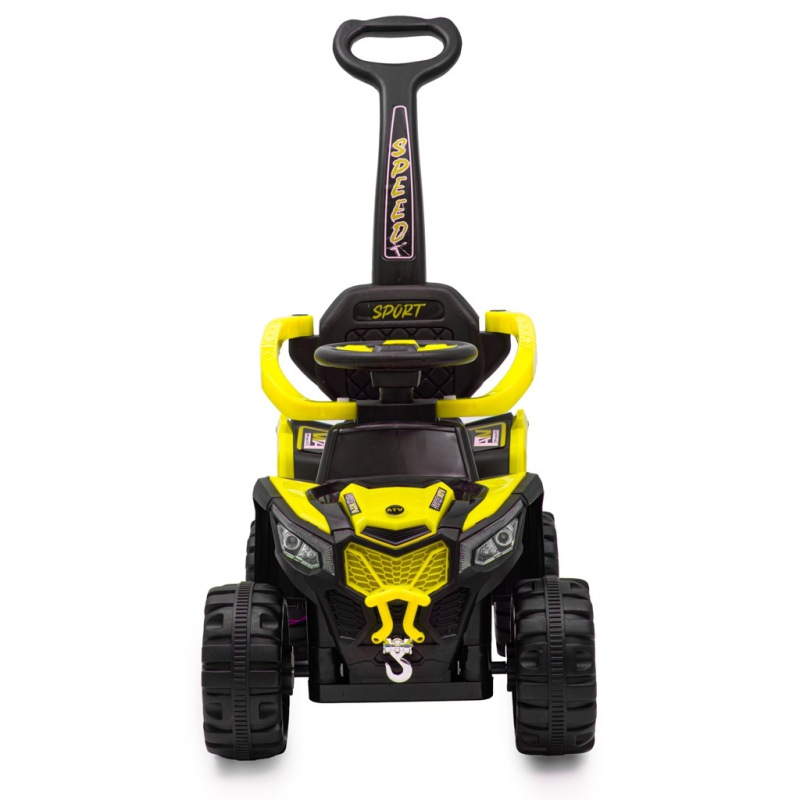 Detské elektrické odrážadlo Baby Mix Ruggy s vodiacou tyčou žlté 1