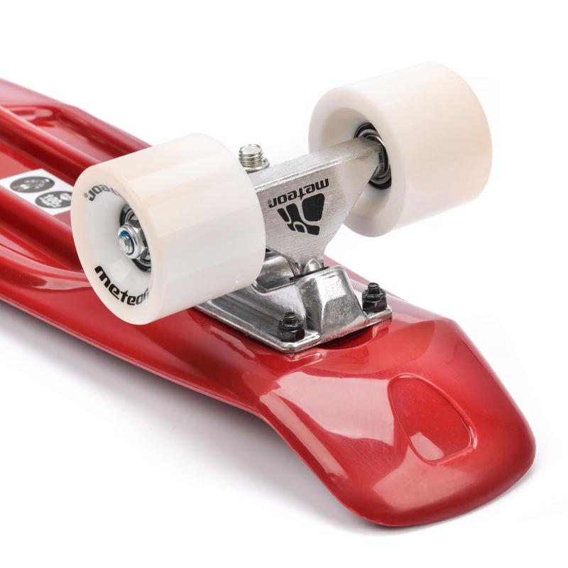 Meteor Flip plastový skateboard červená-biela