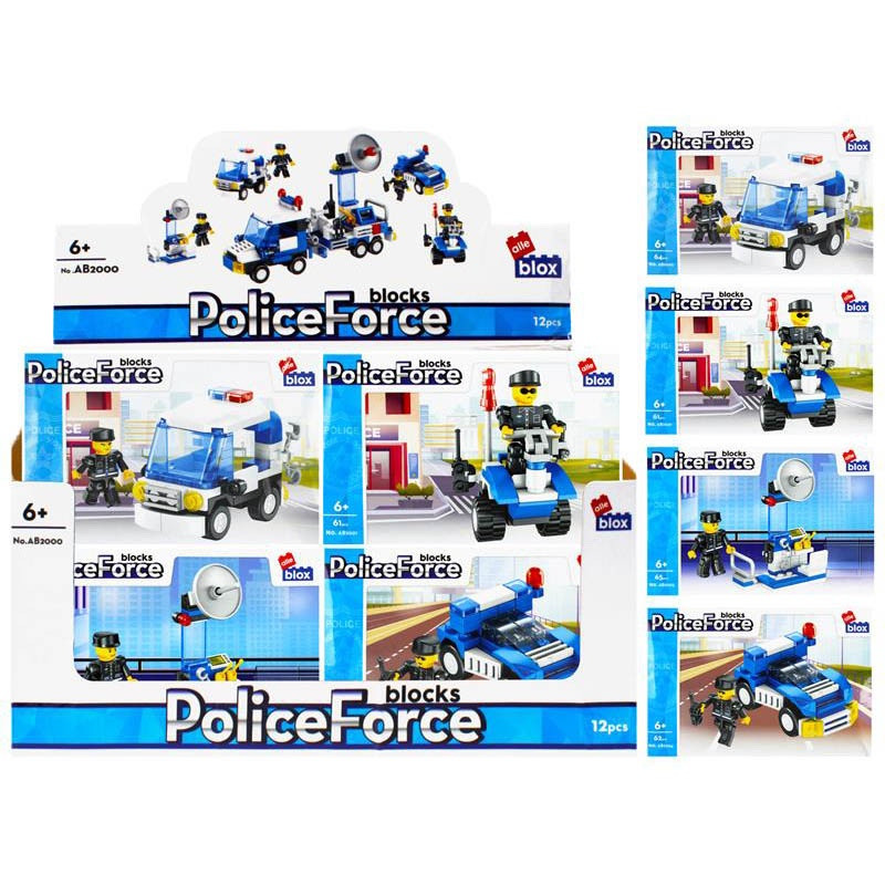 Stavebnica Polícia s postavičkou - 4 druhy