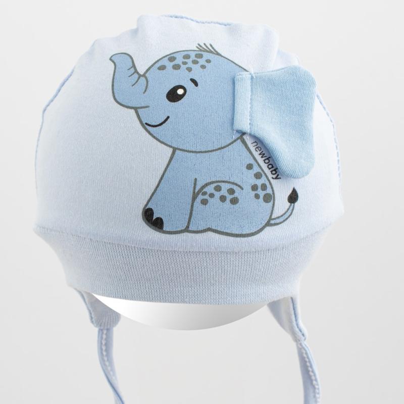 Bavlnená dojčenská čiapočka New Baby Happy Elephant blue 56/62