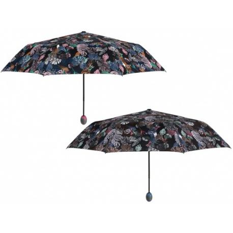 PERLETTI Dámský skladací automatický dáždnik  TECHNOLOGY Foliage/ ružová, 21717