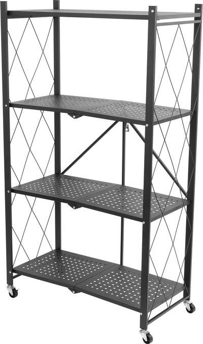 Regál Racks RAW4T, kovový, 4 police, 1270x720x340 mm, max. 50 kg/polica, prenosný, na kolieskach