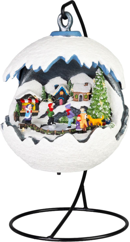 Dekorácia MagicHome Vianoce, Zasnežená krajinka, 3xLED teplá biela, 3xAA, 18,5x18,5x22 cm 1