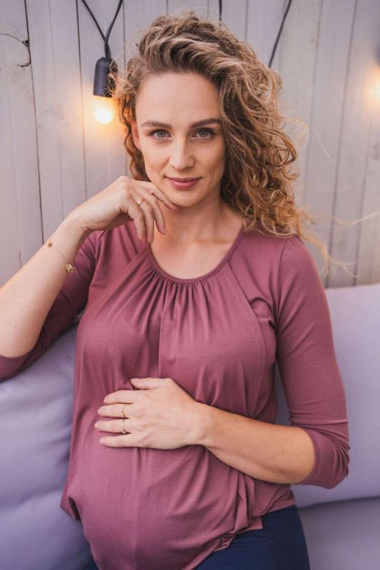 Tehotenské a dojčiace tričko Kangaroo milk & love ružovo hnedá S