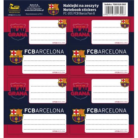 ASTRA Samolepiace štítky na zošity 8ks FC BARCELONA, FC-201, 708018002