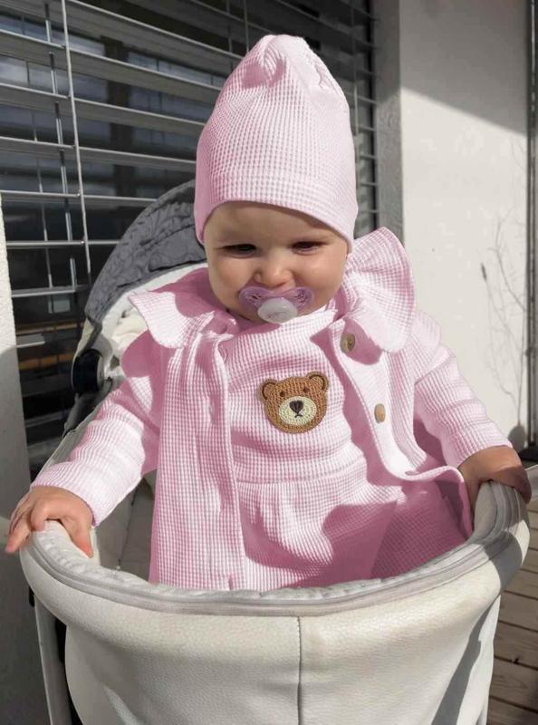 Dojčenská bavlnená čiapočka New Baby Luxury clothing ružová 56/62