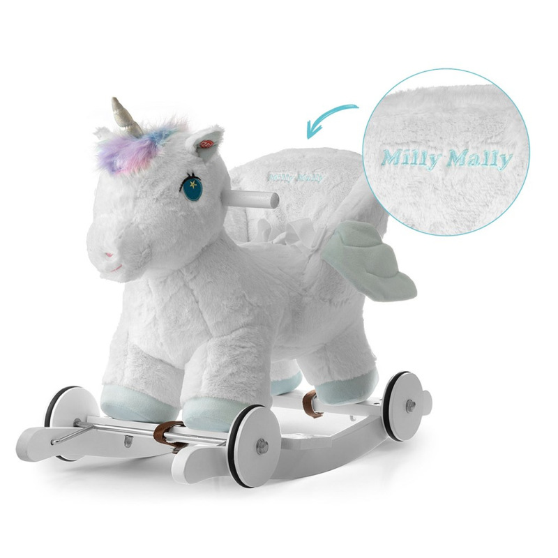 Hojdací koník s melódiou a kolieskami Milly Mally Polly Jednorožec 3