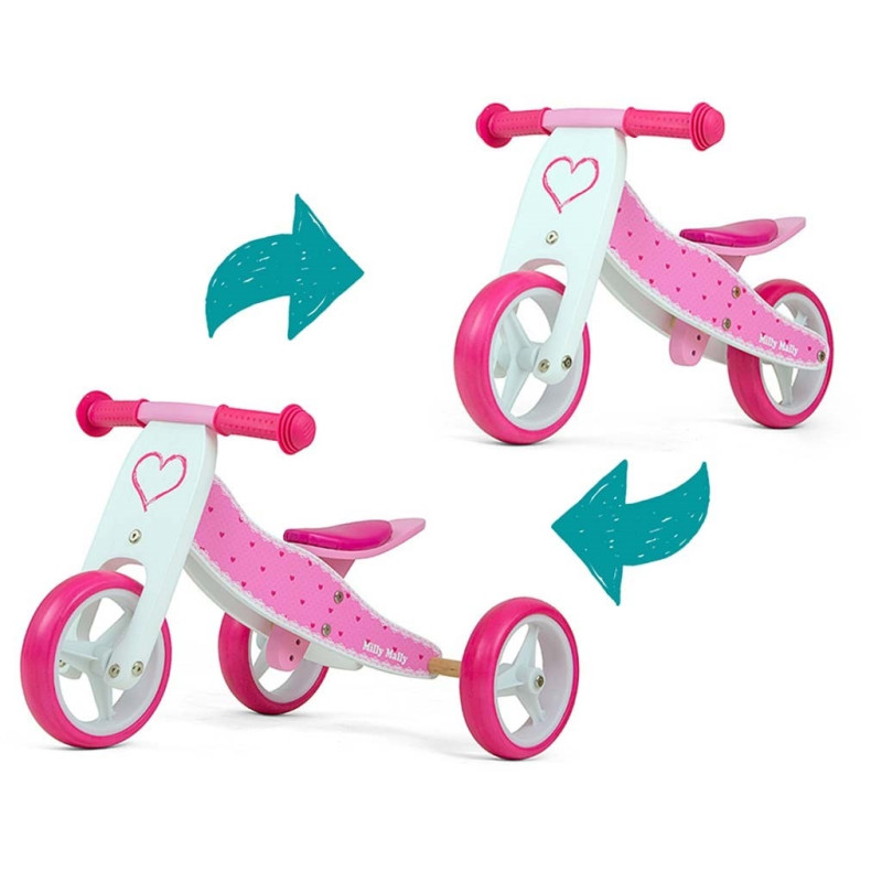 Detské multifunkčné odrážadlo bicykel 2v1 Milly Mally JAKE Hearts 2
