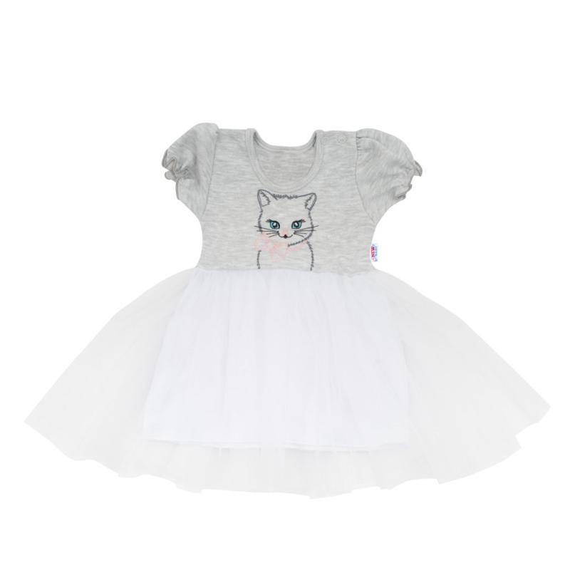 Dojčenské šatôčky s tylovou sukienkou New Baby Wonderful sivé 80 (9-12m)