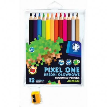 ASTRA Školské  farbičky JUMBO 12ks + strúhadlo, MINECRAFT Pixel One, 312221005