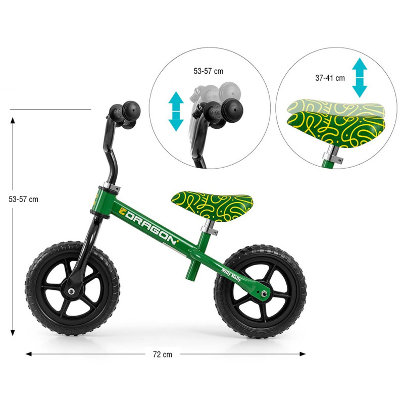 Detský balančný bicykel Milly Mally Dragon green 4