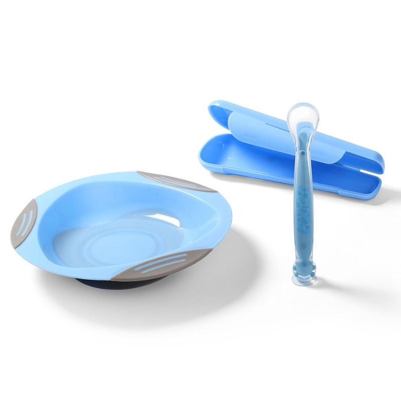 Silikónová lyžička s prísavkou Baby Ono modrá 2