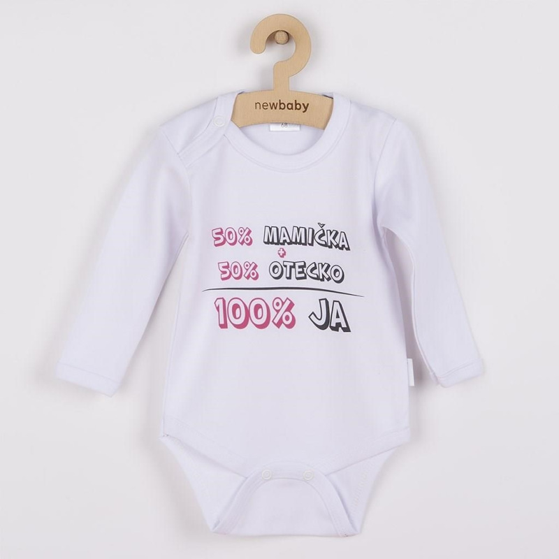 Body s potlačou New Baby 50% MAMIČKA + 50% OTECKO - 100% JA ružové - darčekové balenie 86 (12-18m) 1