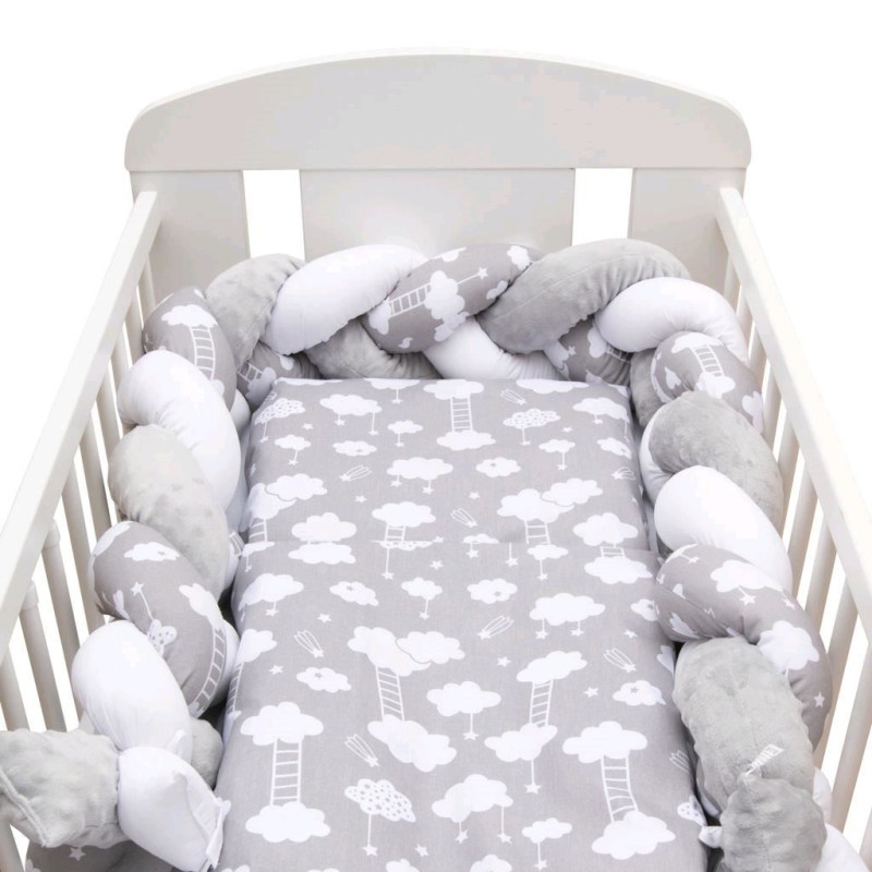 Ochranný mantinel do postieľky vrkoč New Baby Minka a Obláčik sivý 5