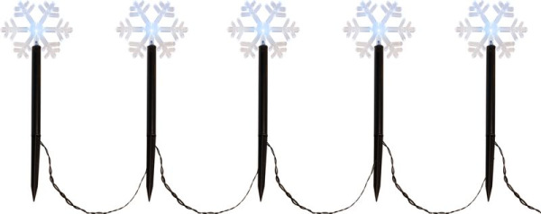 Reťaz MagicHome Vianoce Frozen SnowFlake, 5x LED studená biela, snehové vločky, 3xAA, IP44, exteriér