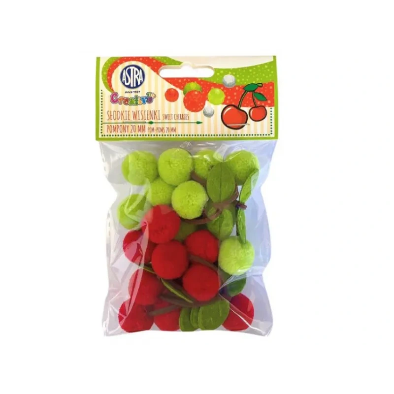 CREATIVO Plyšové POMPOM guličky SLADKÉ VIŠNE, 20mm, 335121012 1