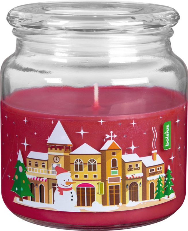 Sviečka bolsius Glass Merry Xmass, Winter cherry, 99/100+L mm