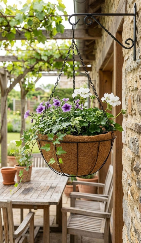 Vešiak Strend Pro, držiak na kvetináč, oceľ/kokos, visiaci, s retiazkou a háčikom, 35 cm 1