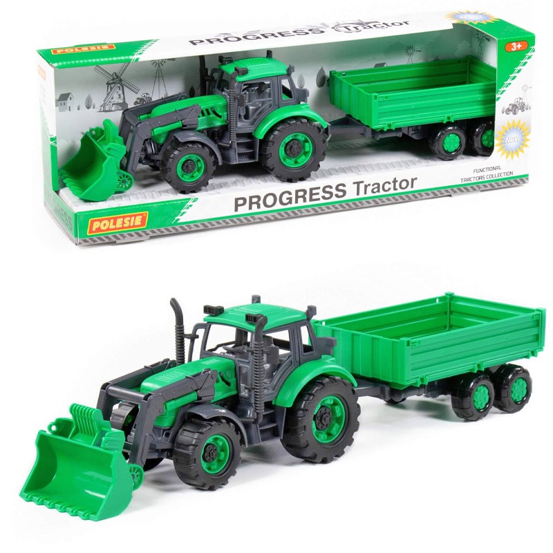 Traktor s prívesom a radlicou