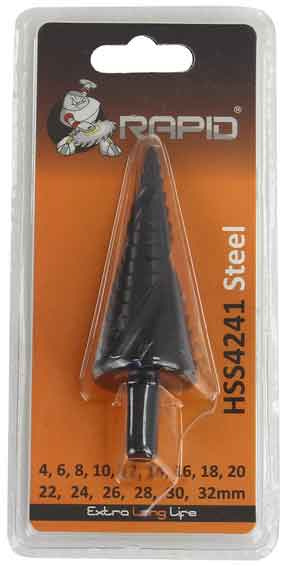 Vrták stupňovitý 4-32 mm do plechu RAPID, krok 2mm, špirálová drážka, MAR-POL 2