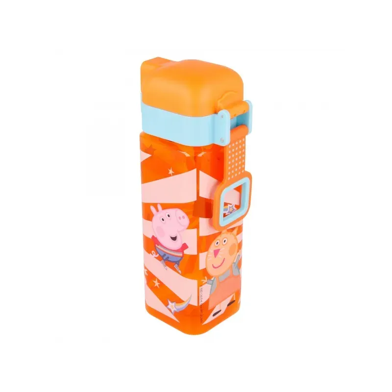 STOR Hranatá plastová fľaša PEPPA PIG LOCK, 550ml, 41202