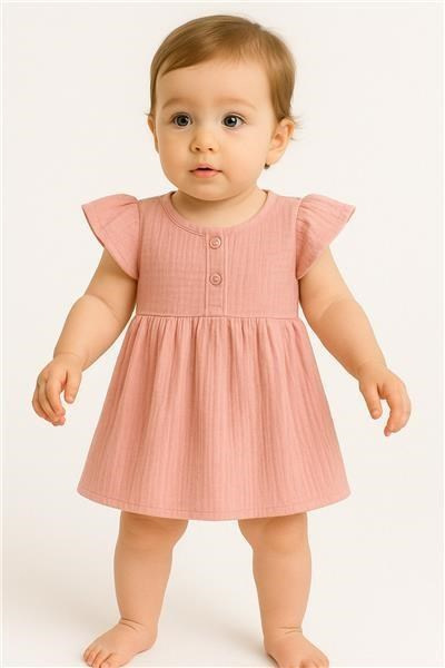 Dojčenské mušelínové šaty New Baby pink 80 (9-12m) 2