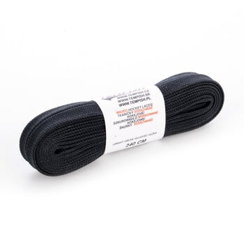 Šnúrky hokejové voskované 200 - 320 cm (10) black 200