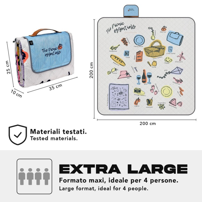 Veľká pikniková deka Perletti Travel – Essentials, 200x200cm, 13156 4