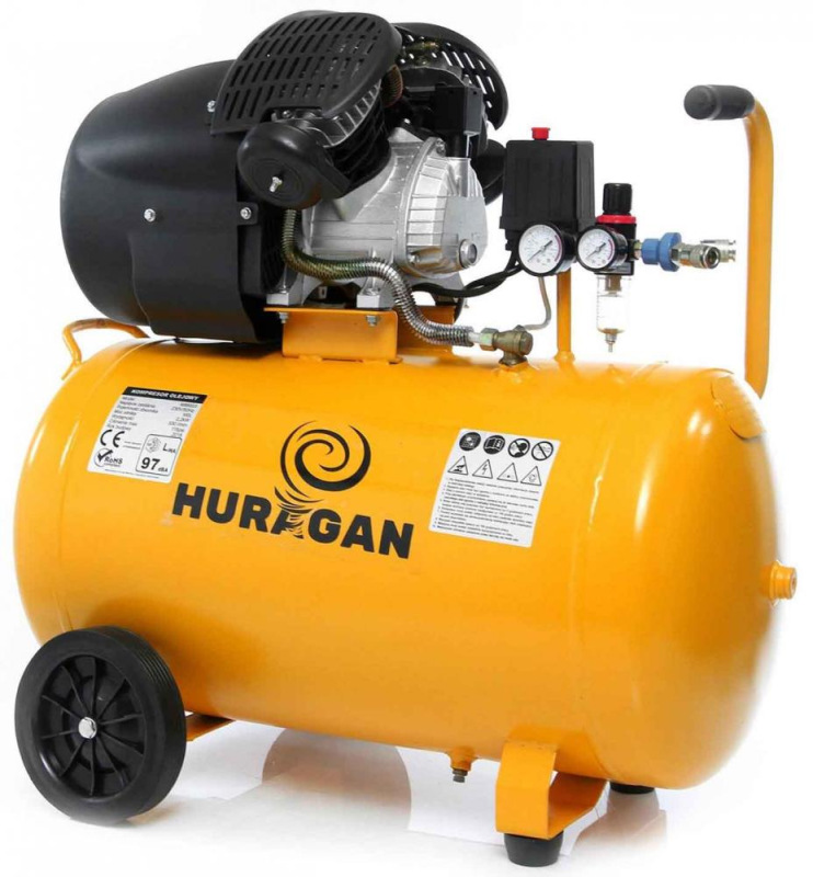 Kompresor olejový 2-piestový 2,2 kW, 530 l/min, 230V, vzdušník 100 litrov, HURAGAN
