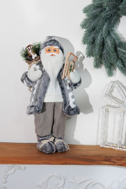 Dekorácia MagicHome Vianoce, Santa, biely-šedý, 45 cm 2