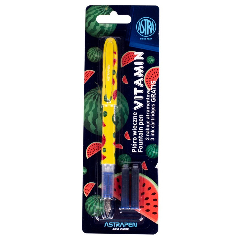 Plniace atramentové pero AstraPen Vitamin + 3ks náplň, mix farieb, blister, 203120002 3