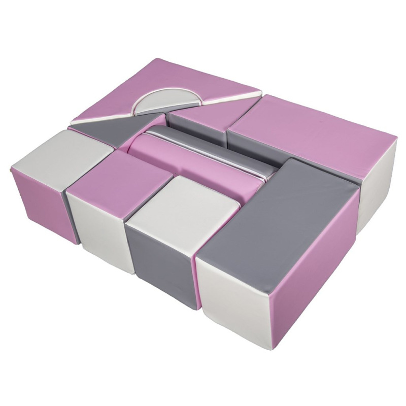 Penové kocky-obria stavebnica 11 ks white-light pink-grey 1