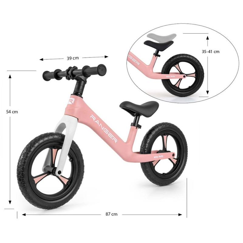 Detský balančný bicykel Milly Mally Ranger Pink 4