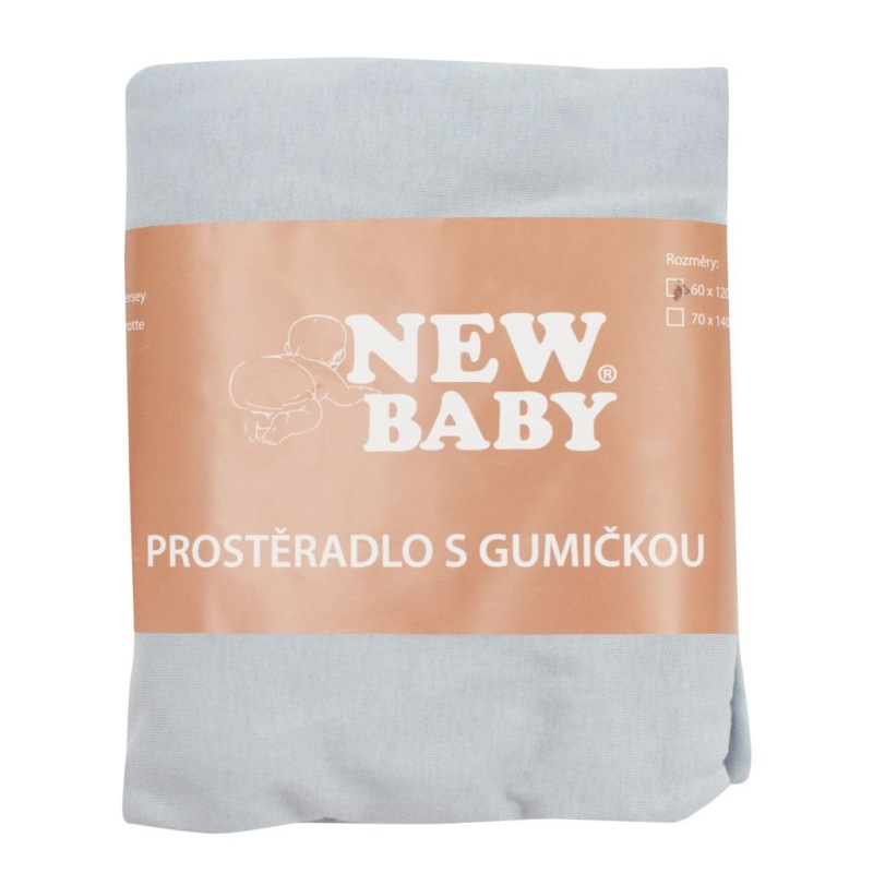 Jersey prestieradlo do postieľky New Baby 120x60 sivé 1