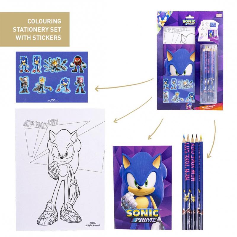 CERDÁ Kreatívny set Ježko Sonic (omaľovánky, pastelky, samolepky, blok), 2700000773