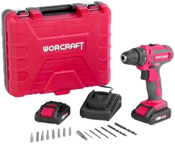 Skrutkovač Worcraft CD-16Li, 16V, 2x Li-ion 1.5Ah, kufrík