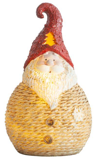 Postavička MagicHome Vianoce, Santa okrúhly malý, LED, polyresin, 19,5 cm