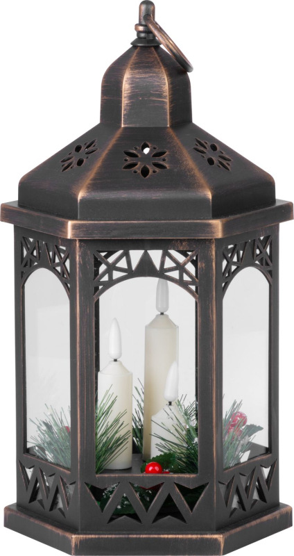 Lampáš MagicHome Vianoce Morocco, 3x LED sviečky, čierny, 3xAAA, plast, časovač, 18x15x32 cm 1
