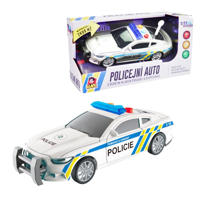 Policajné auto na zotrvačník, svetlo zvuk, hovorí česky 1