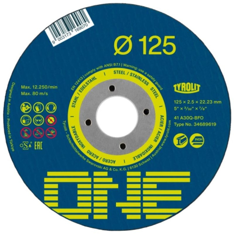 Kotúč Tyrolit ONE 230x2,5x22,23mm, A30Q-BFO, 2v1, oceľ/nerez, rovný