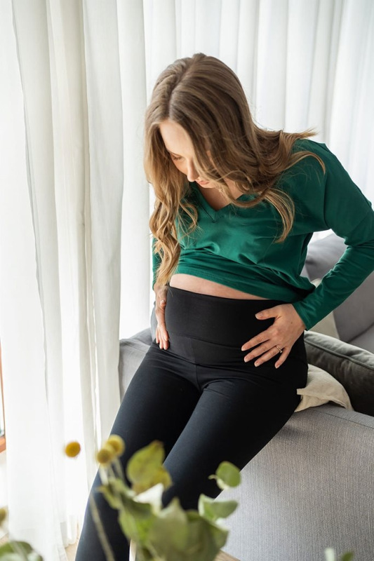 Tehotenské legíny s vysokým pásom milk & love modrá S 1