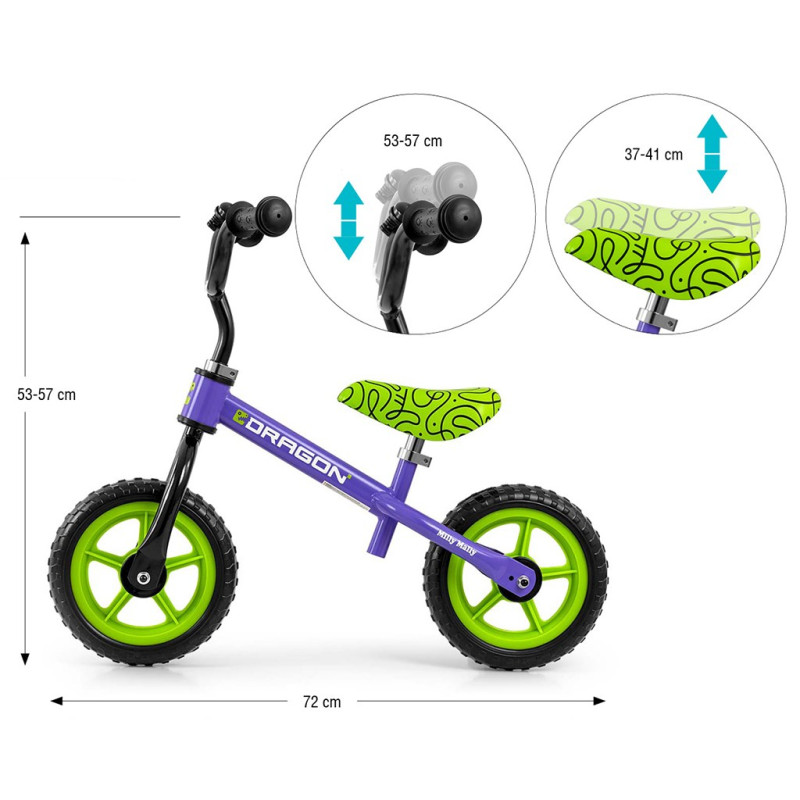 Detský balančný bicykel Milly Mally Dragon violet 4