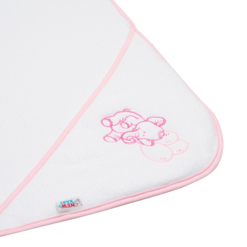 Detská froté osuška s výšivkou a kapuckou New Baby 100x100 biela sloník 1