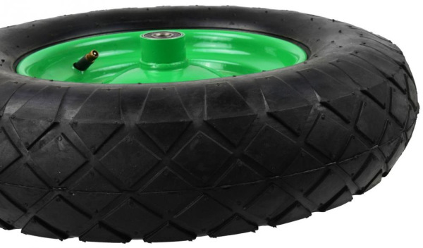 Nafukovacie koleso s ložiskami, otvor 12 mm, priemer 39 cm, šírka 8,5 cm, zelené, s oskou 2