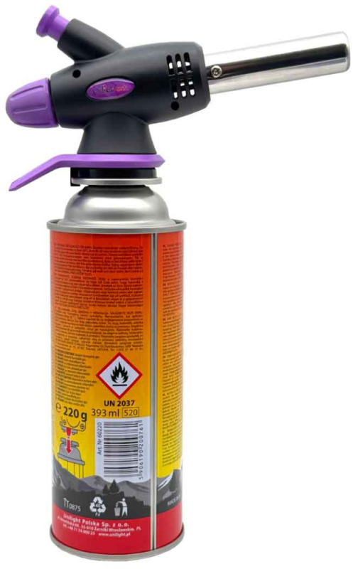 Spájkovacia lampa na plynovú kartušu s piezo zapaľovaním, otočný uzáver, ELICO 1