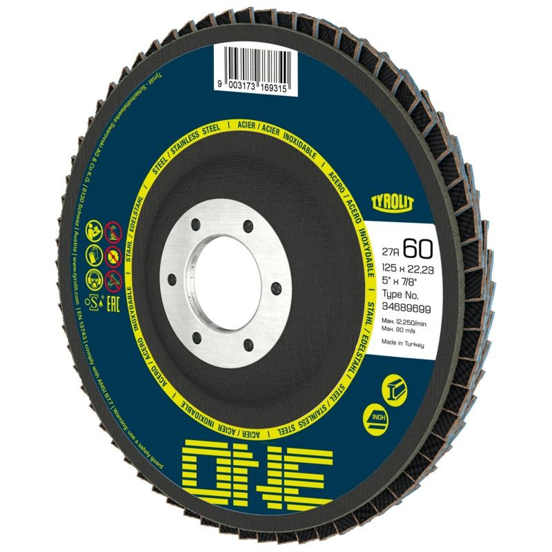 Kotúč Tyrolit ONE 125x22,23 mm, ZA 80 Q-B, oceľ/nerez, lamelový, rovný 1