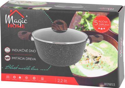 Hrniec MagicHome Black Marble Line, 20 cm, 2200 ml, s pokrievkou