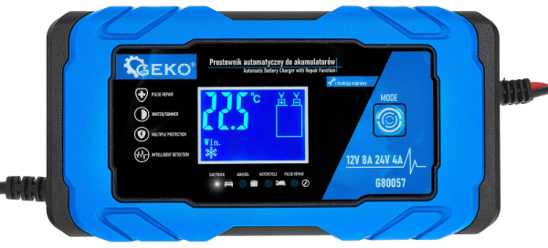 Nabíjačka autobatérii s funkciou opravy, 230 V, 12/24V, intenzita prúdu 8A, AGM/GEL, GEKO 2